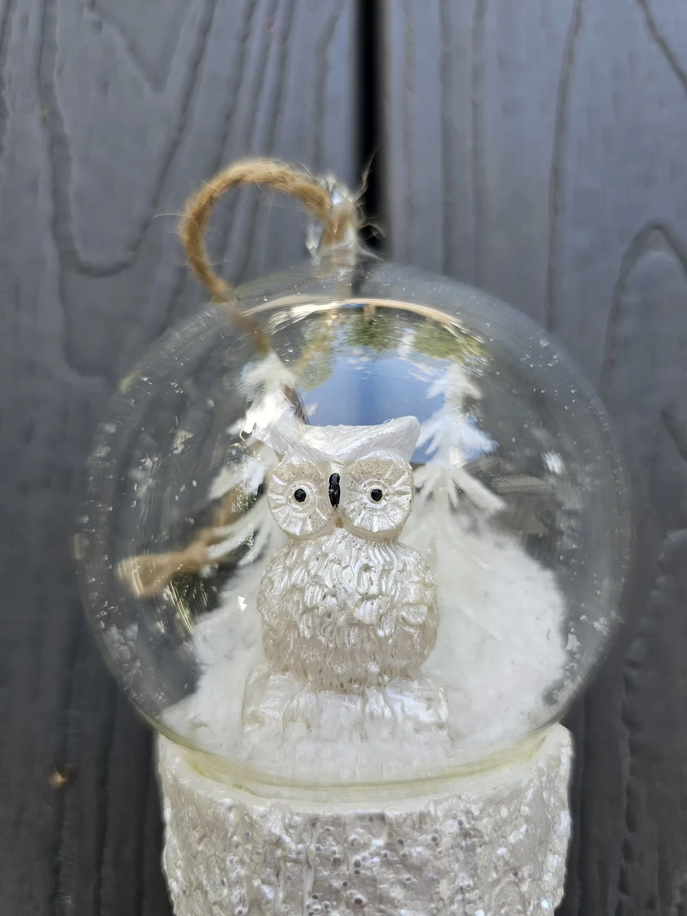 Pottery Barn Light-Up Snowy Owl Cloche Christmas Ornament - Flashing/Steady LED